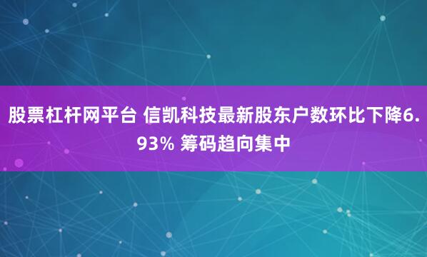 股票杠杆网平台 信凯科技最新股东户数环比下降6.93% 筹码趋向集中